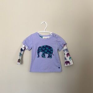 🌞 5/$25 Hatley Lavender Elephant Long Sleeve Shirt